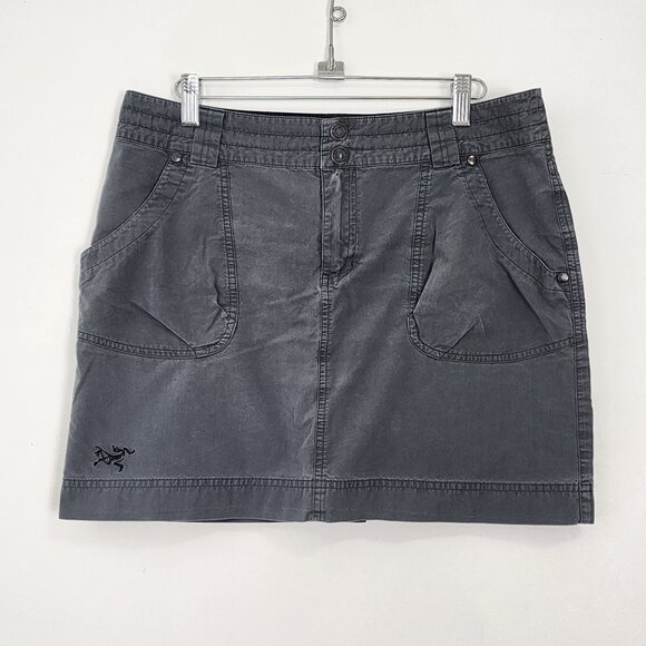 Arc'teryx Rana Mini Skirt Gray Cotton Nylon Blend Pockets Womens Size 8 Hiking - Picture 1 of 10